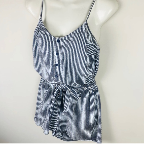 Women’s Romper Playsuit & Dress Bundle Blue & White Striped Tie Waist Size S 8 - Picture 4 of 12
